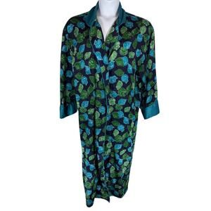 VTG Victoria’s Secret m/l 90s Gold Label robe house coat duster blue green shell